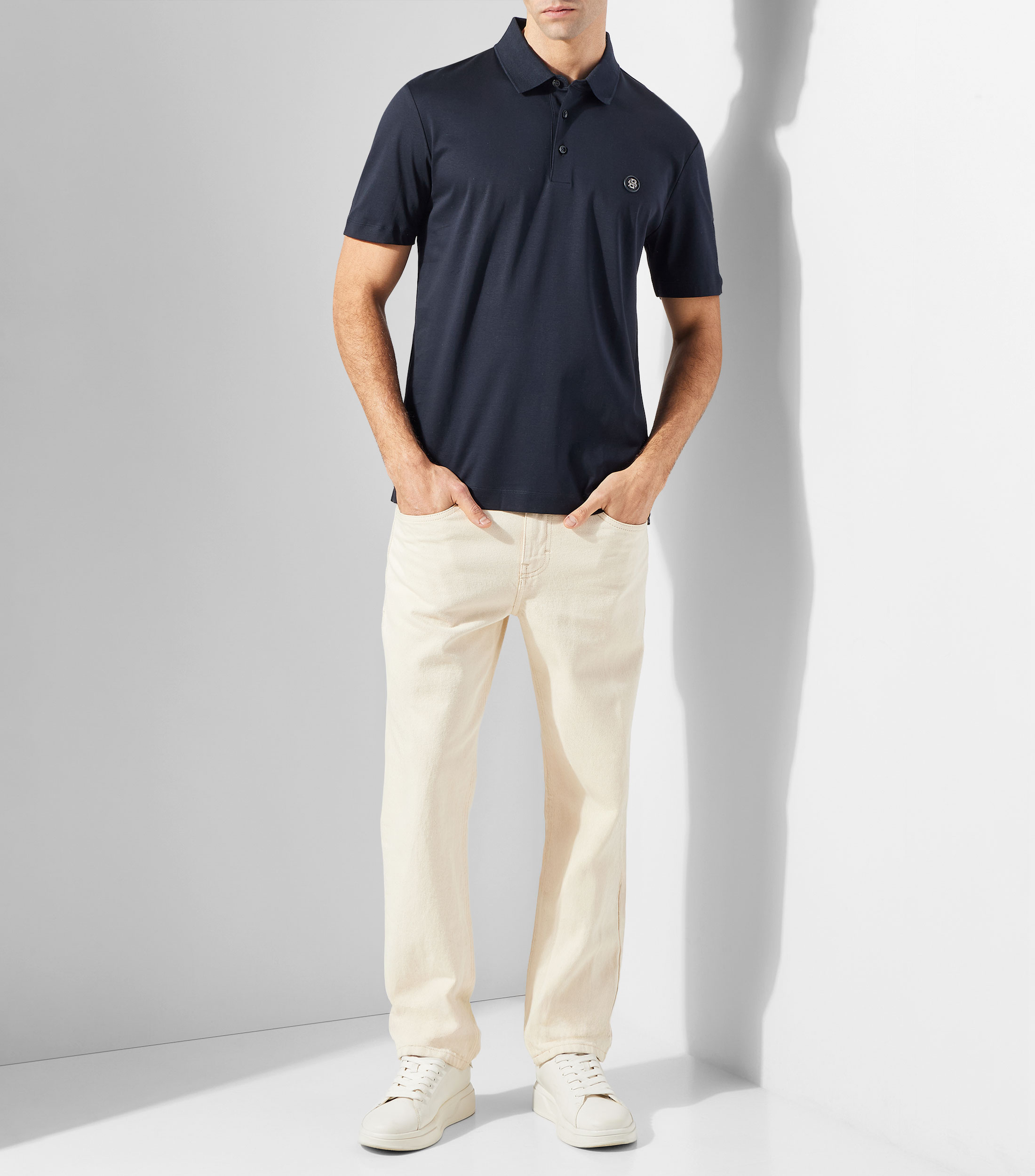 Playera tipo polo manga corta lisa Hombre